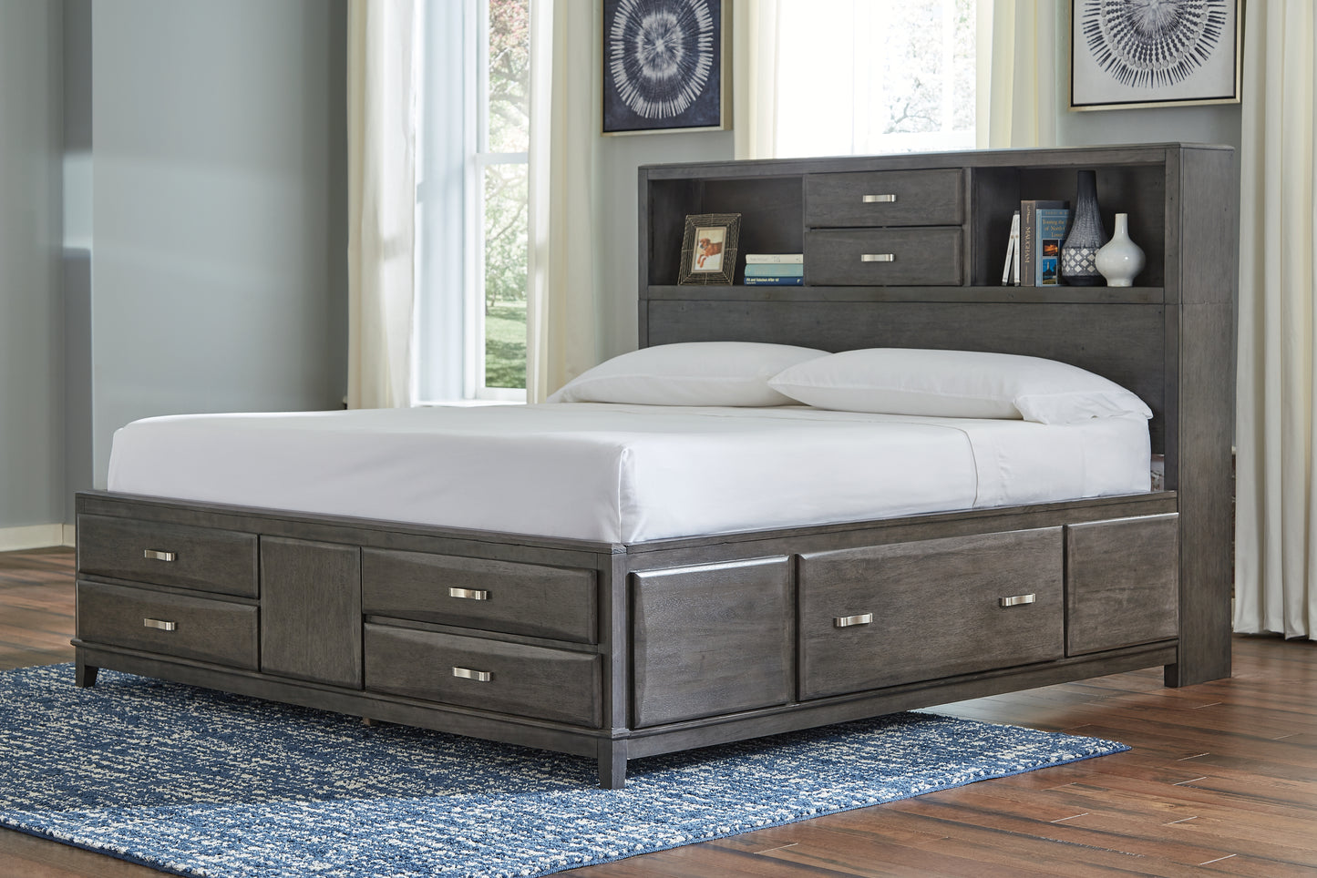 Stuart Furniture Outlet - Ashley Furniture - Caitbrook Bedroom - California King Storage Bed with 8 Drawers / Gray - B476B7