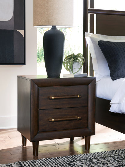 Stuart Furniture Outlet - Ashley Furniture - Dantenton Bedroom - Two Drawer Night Stand / Merlot - B611-92