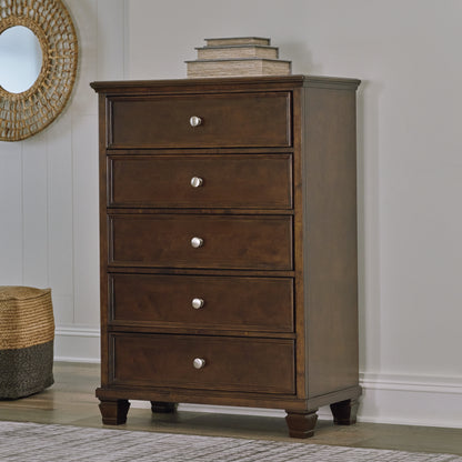 Stuart Furniture Outlet - Ashley Furniture - Danabrin Bedroom - Five Drawer Chest / Brown - B685-46