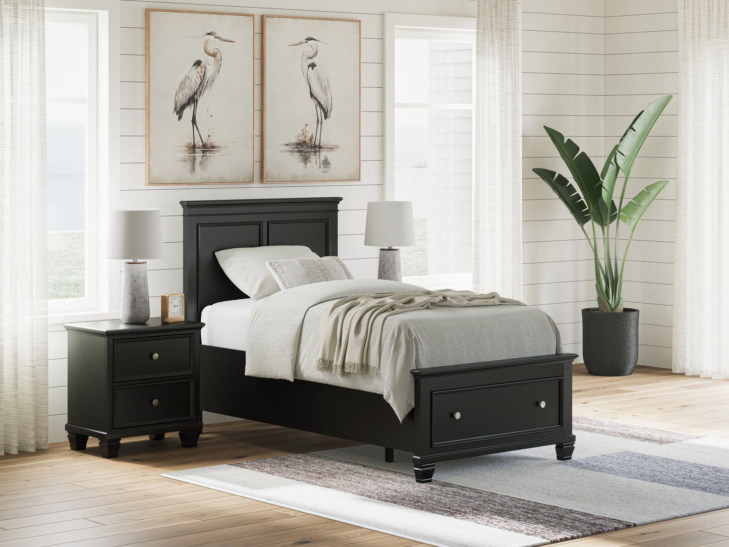 Stuart Furniture Outlet - Ashley Furniture - Lanolee Bedroom - Twin Panel Storage Bed / Black - B687B21