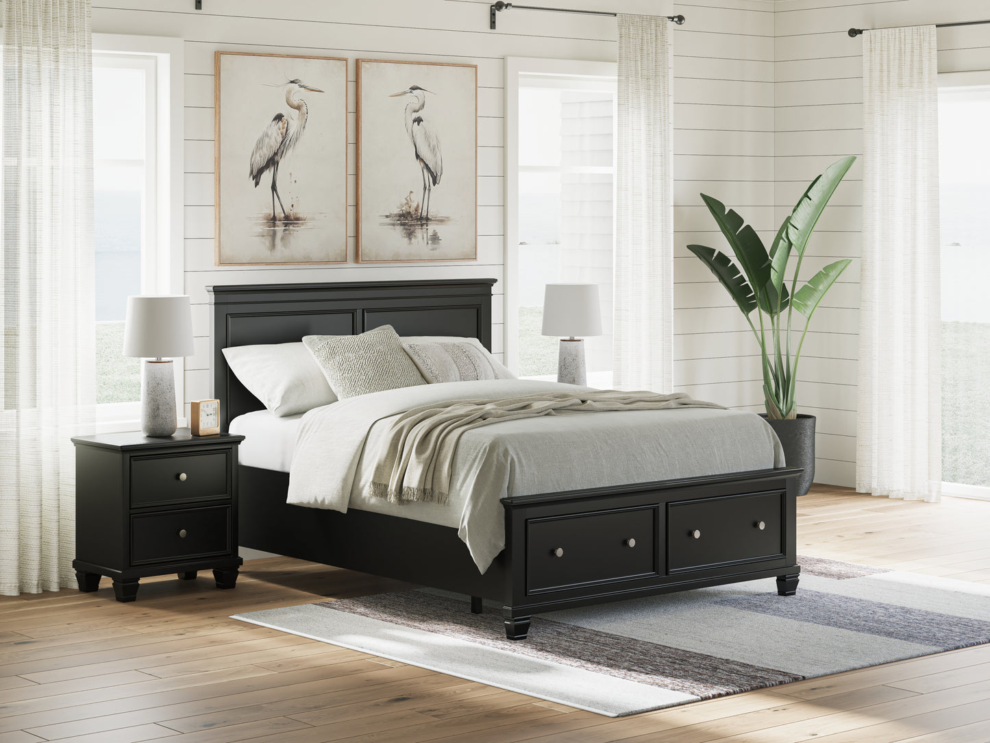 Stuart Furniture Outlet - Ashley Furniture - Lanolee Bedroom - Queen Panel Storage Bed / Black - B687B17