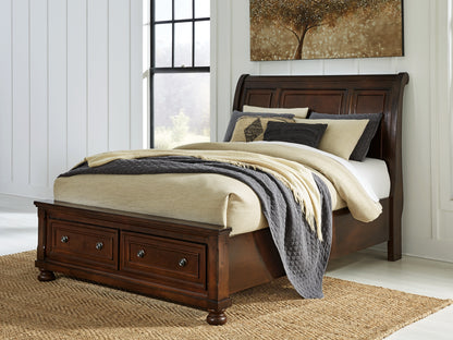 Stuart Furniture Outlet - Ashley Furniture - Porter Bedroom - Queen Sleigh Storage Bed / Rustic Brown - B697B43