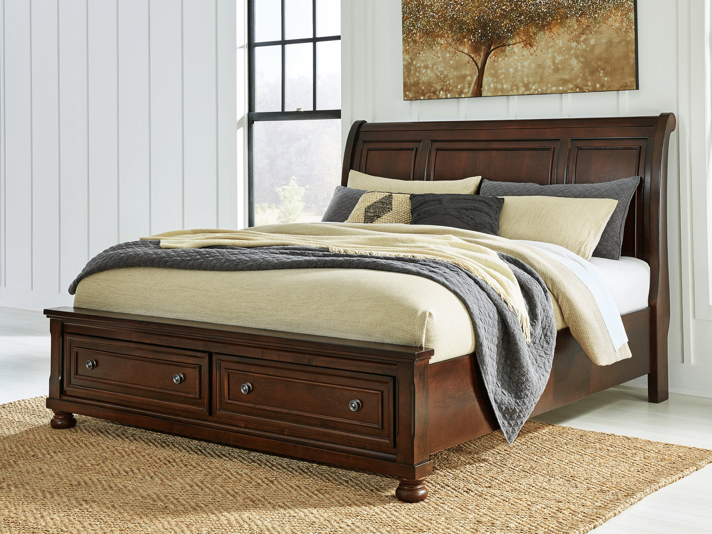 Stuart Furniture Outlet - Ashley Furniture - Porter Bedroom - California King Sleigh Storage Bed / Rustic Brown - B697B47