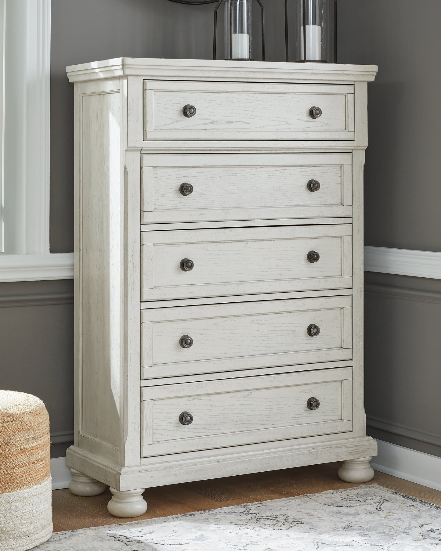 Stuart Furniture Outlet - Ashley Furniture - Robbinsdale Bedroom - Five Drawer Chest / Antique White - B742-46