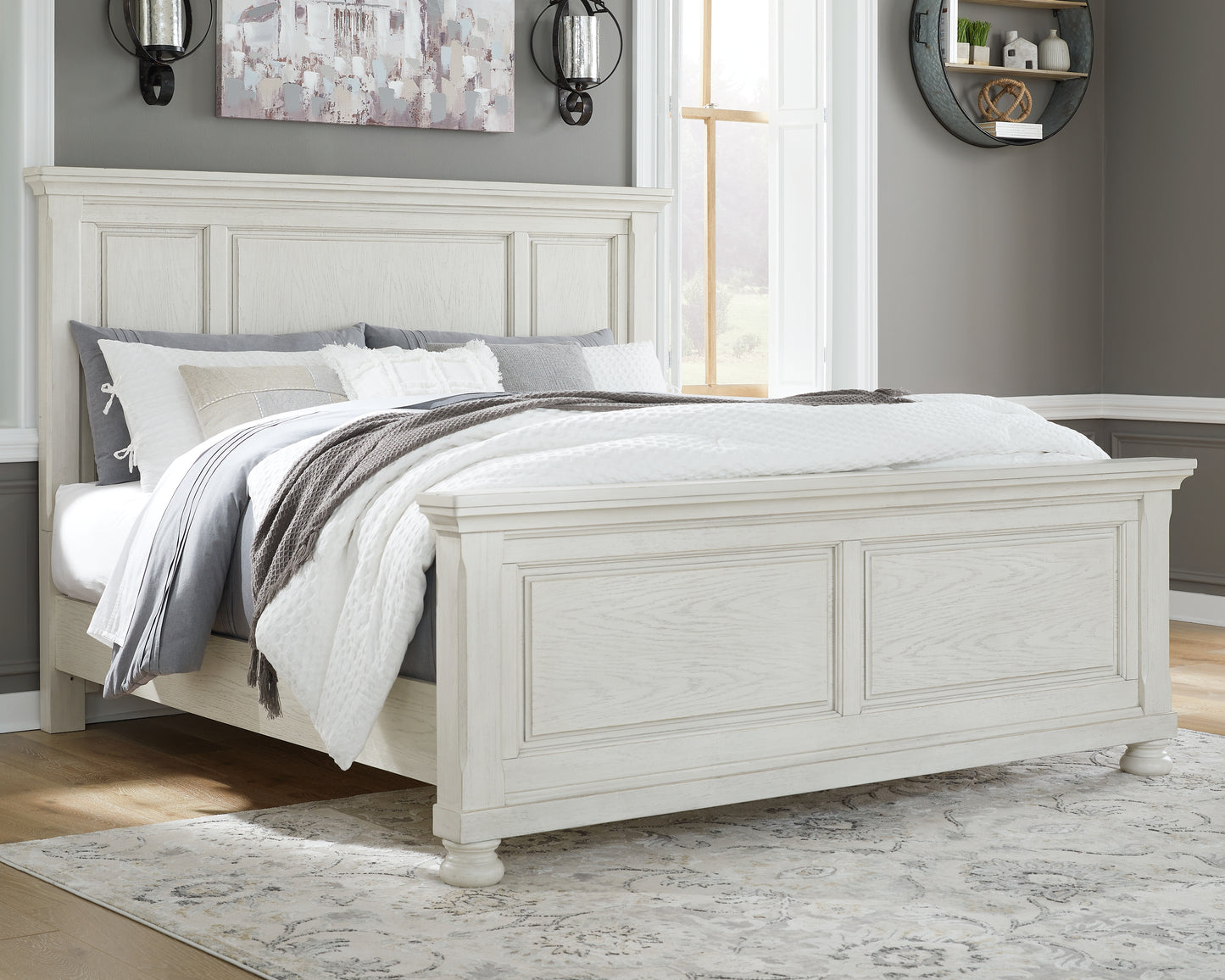 Stuart Furniture Outlet - Ashley Furniture - Robbinsdale Bedroom - California King Panel Bed / Antique White - B742B7