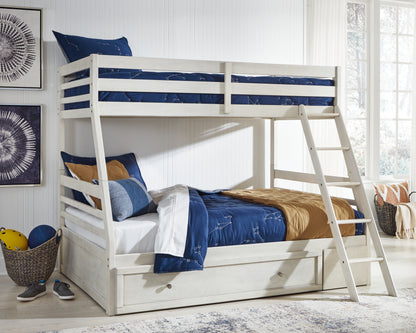 Stuart Furniture Outlet - Ashley Furniture - Robbinsdale Bedroom - Twin over Full Bunk Bed with Storage / Antique White - B742B16