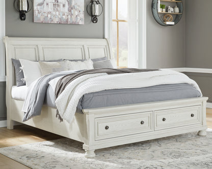 Stuart Furniture Outlet - Ashley Furniture - Robbinsdale Bedroom - Queen Sleigh Bed with Storage / Antique White - B742B3