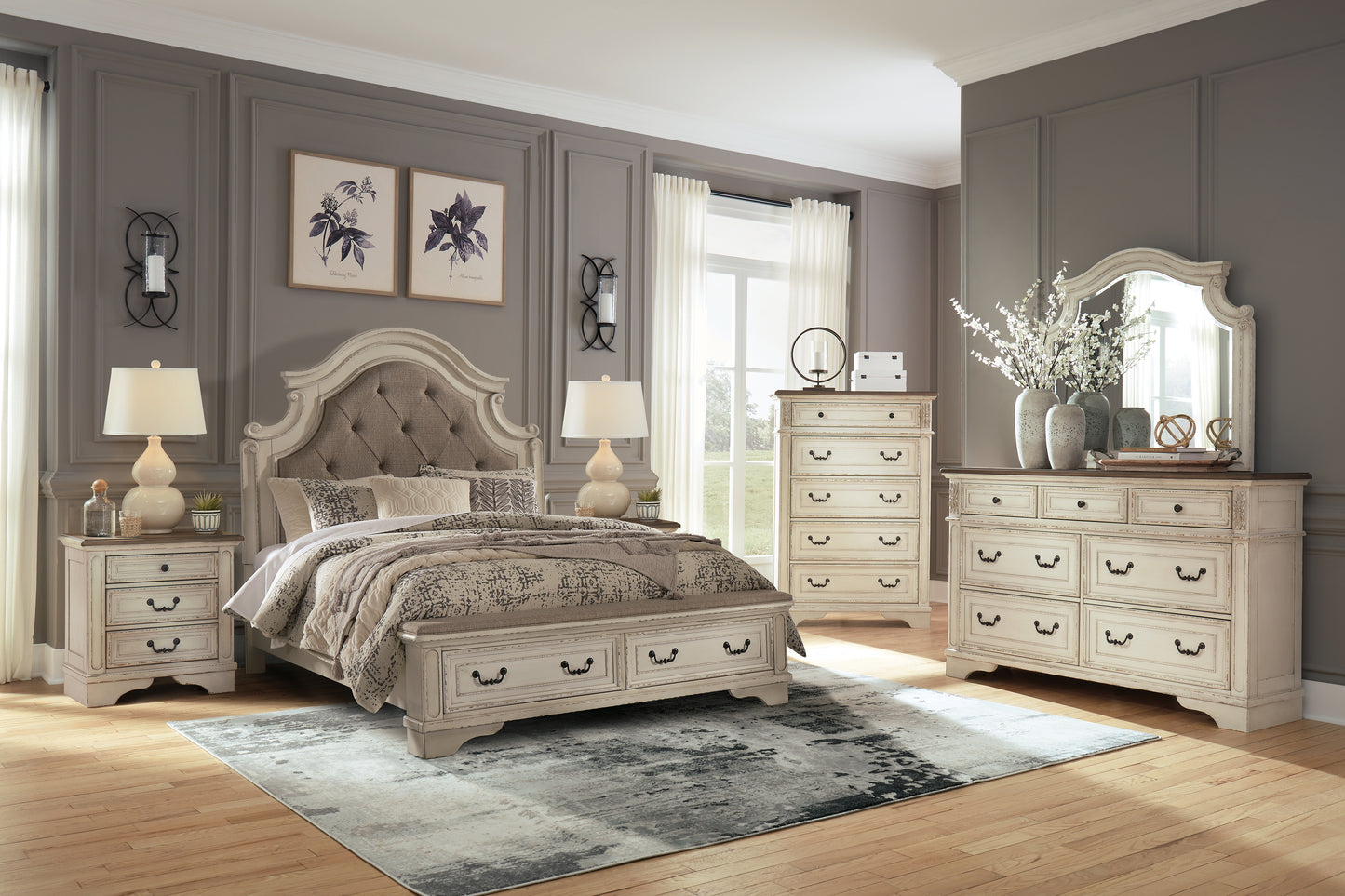 Stuart Furniture Outlet - Ashley Furniture - Realyn Bedroom - Queen Upholstered Storage Bed / Two-tone - B743B18