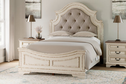 Stuart Furniture Outlet - Ashley Furniture - Realyn Bedroom - Queen Upholstered Panel Bed / Chipped White - B743B2