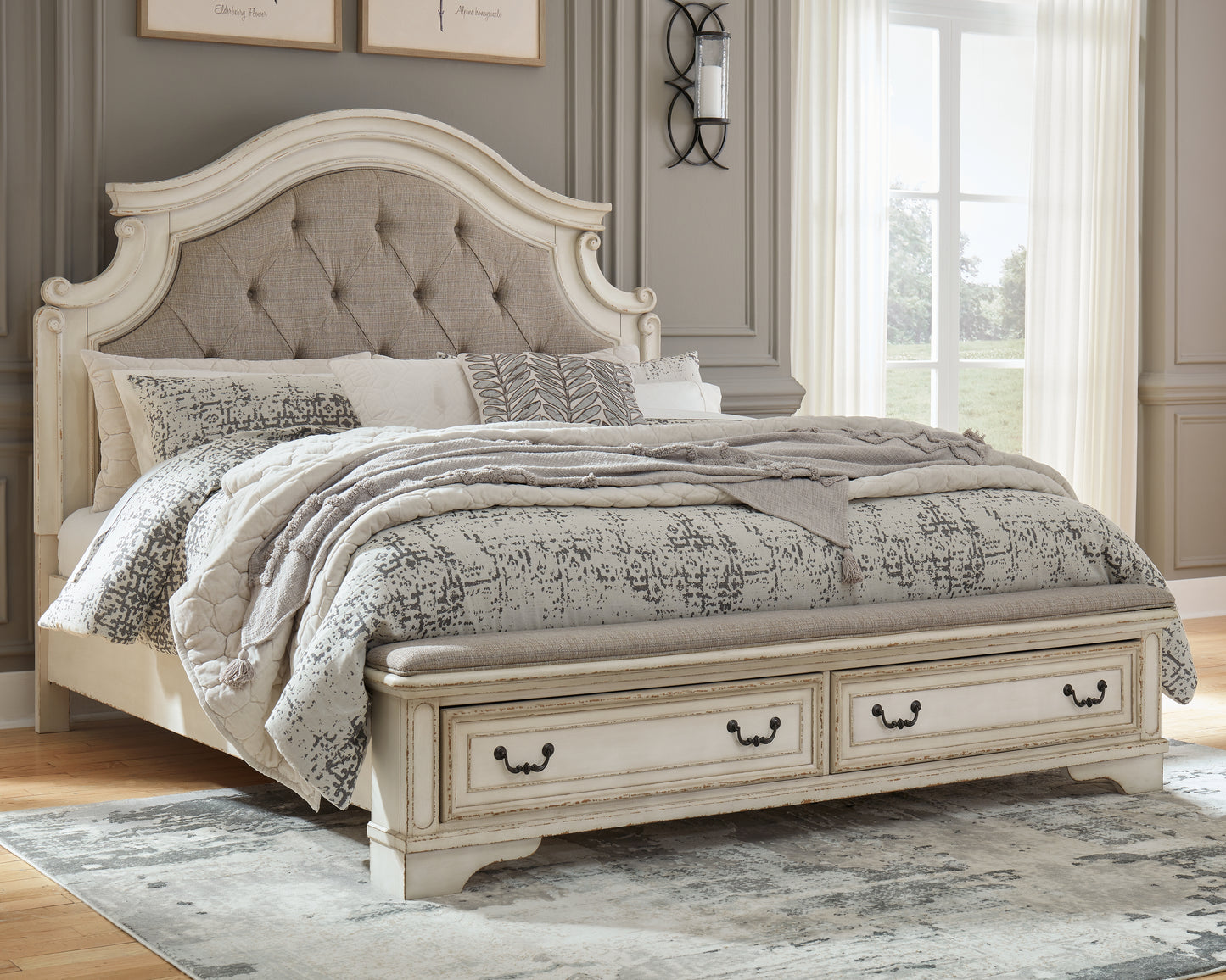 Stuart Furniture Outlet - Ashley Furniture - Realyn Bedroom - California King Upholstered Storage Bed / Two-tone - B743B21