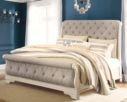 Stuart Furniture Outlet - Ashley Furniture - Realyn Bedroom - King Sleigh Bed / Chipped White - B743B11