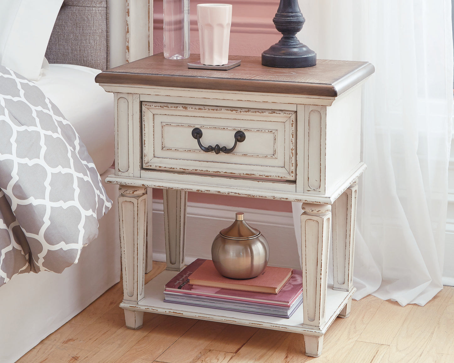 Stuart Furniture Outlet - Ashley Furniture - Realyn Bedroom - One Drawer Night Stand / Chipped White - B743-91