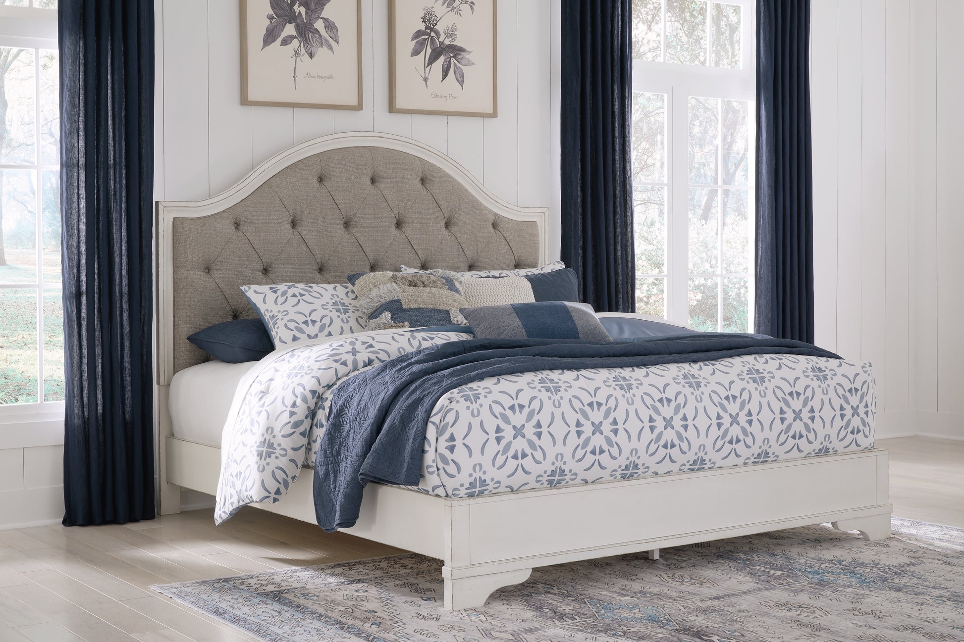Stuart Furniture Outlet - Ashley Furniture - Blendon Bedroom - King Upholstered Panel Bed / Rustic Brown - B747B3