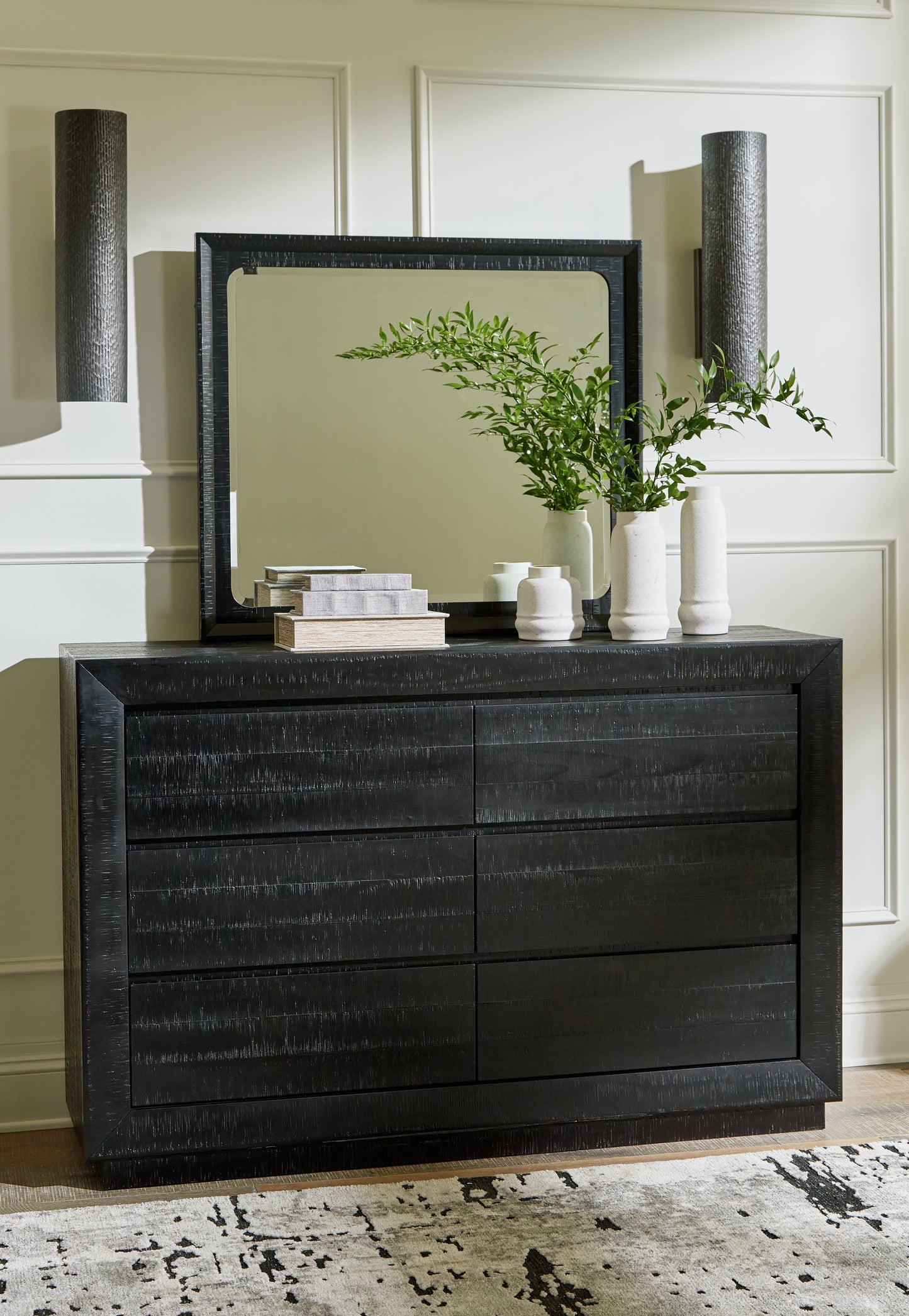 Stuart Furniture Outlet - Ashley Furniture - Londer Bedroom - Dresser and Mirror / Black - B768B1