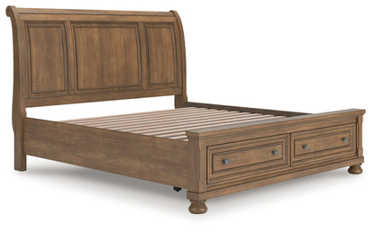 Stuart Furniture Outlet - Ashley Furniture - Feddinger Bedroom - King Storage Sleigh Bed / Medium Brown - PCB779B8