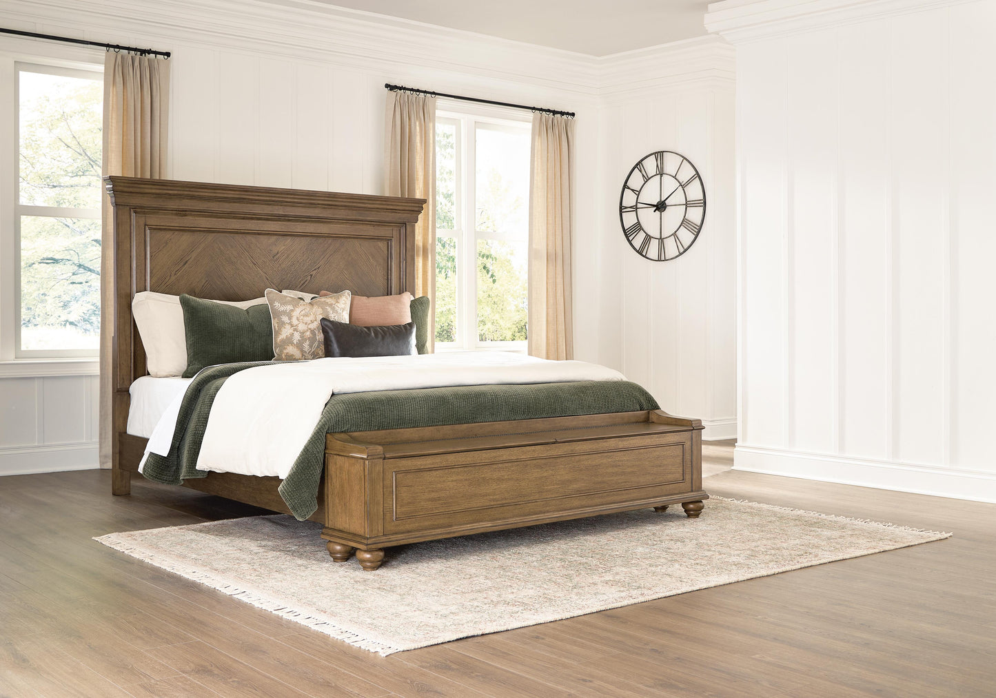 Stuart Furniture Outlet - Ashley Furniture - Karallin Bedroom - King Panel Storage Bed / Medium Brown - PCB782B8