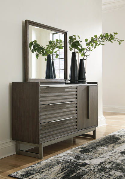 Stuart Furniture Outlet - Ashley Furniture - Arkenton Bedroom - Dresser and Mirror / Grayish Brown - B786B1