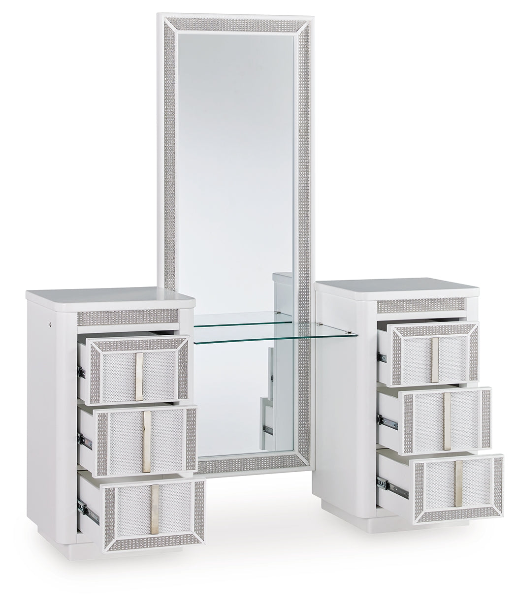 Stuart Furniture Outlet - Ashley Furniture - Chalanna Vanity with Mirror - Vanity with Mirror / White - B822B7