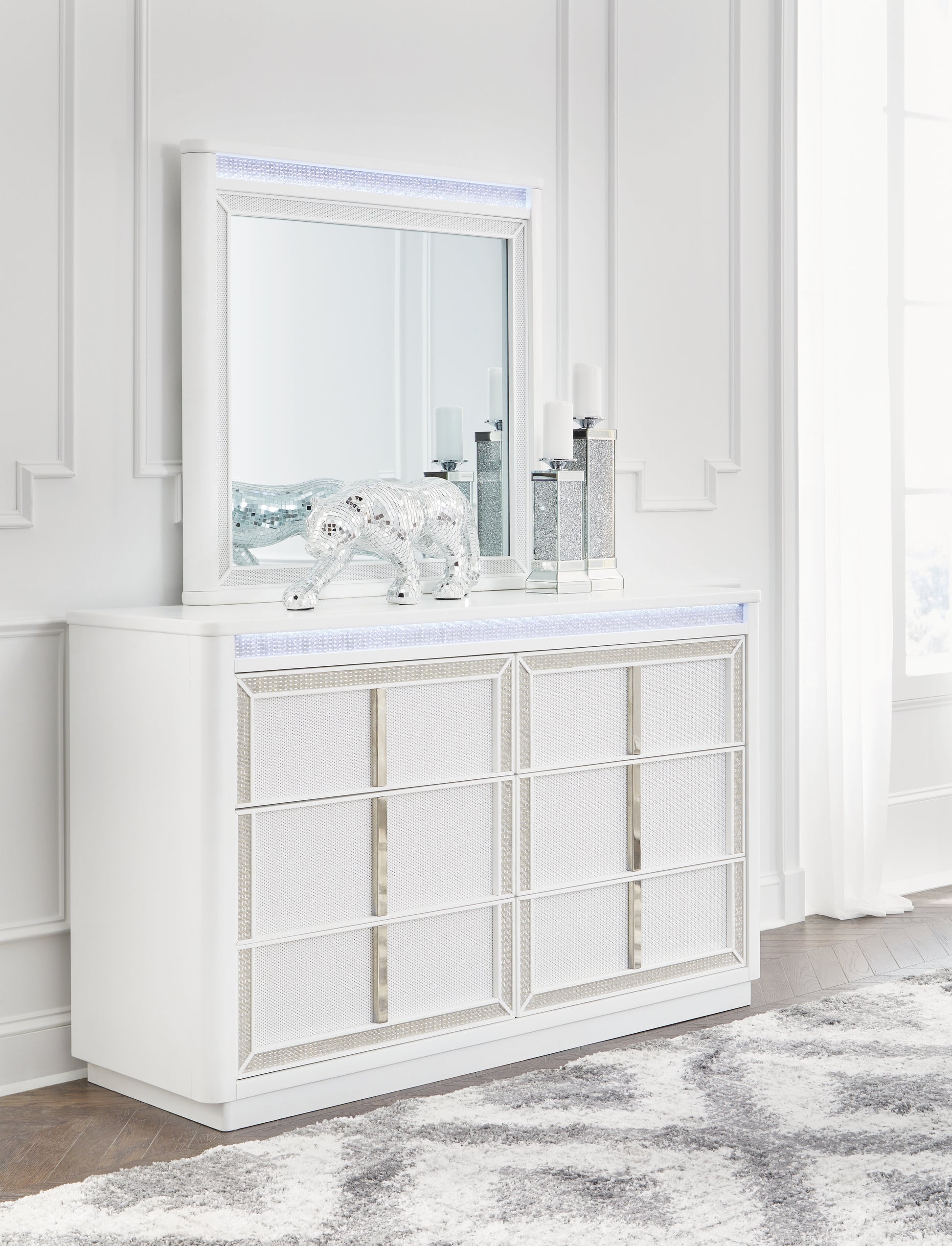 Stuart Furniture Outlet - Ashley Furniture - Chalanna Bedroom - Dresser and Mirror / White - B822B1