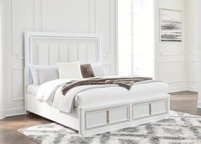 Stuart Furniture Outlet - Ashley Furniture - Chalanna Bedroom - California King Upholstered Storage Bed / White - B822B5