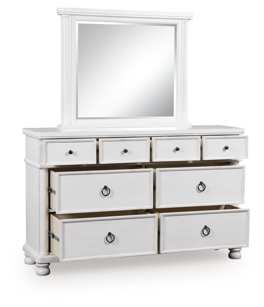 Stuart Furniture Outlet - Ashley Furniture - Rowlenstown Bedroom - Dresser and Mirror / Antique White - PCB823B1