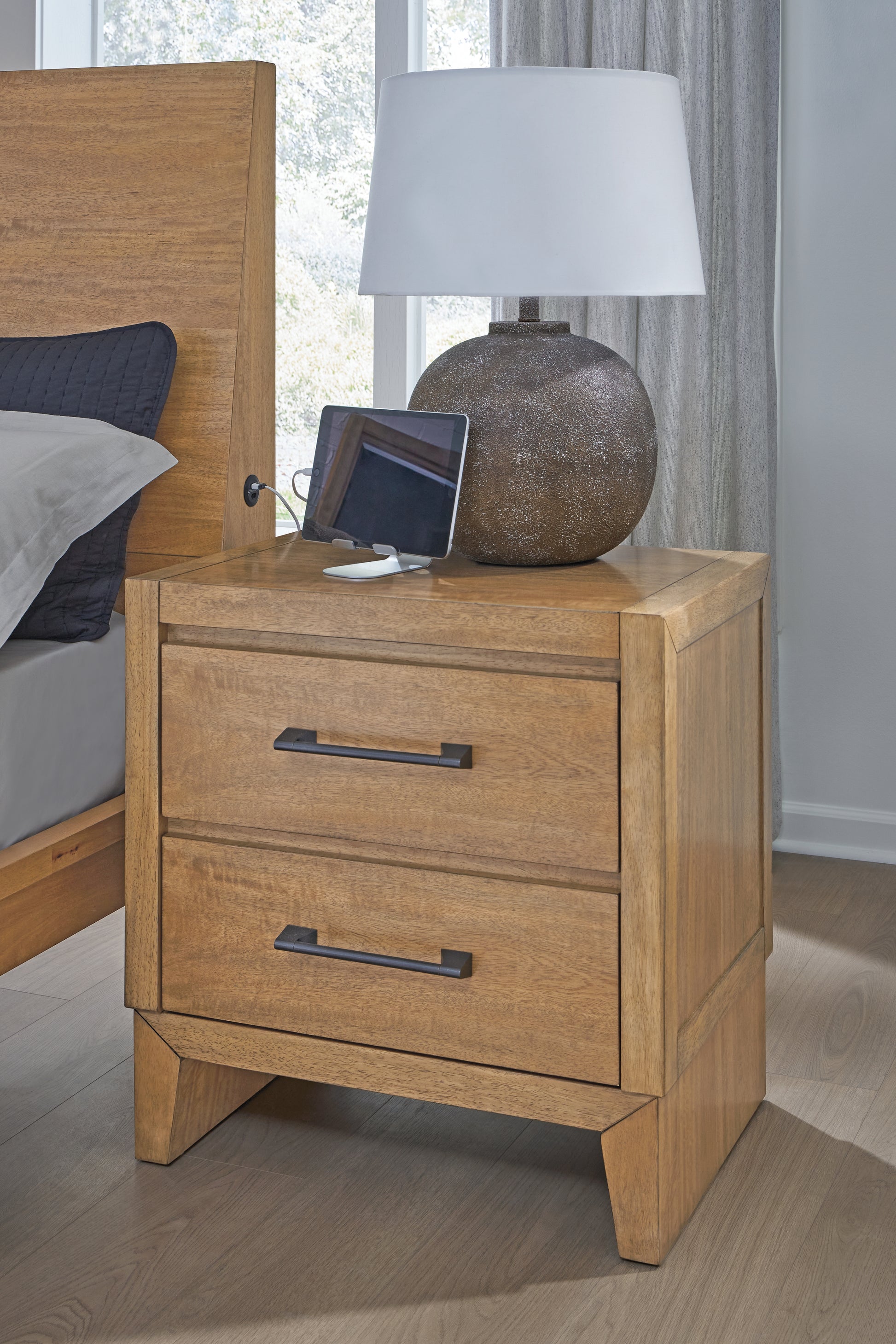 Stuart Furniture Outlet - Ashley Furniture - Sherbana Bedroom - Two Drawer Night Stand / Light Brown - B833-92