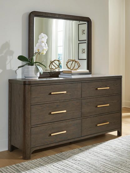 Stuart Furniture Outlet - Ashley Furniture - Radkin Bedroom - Dresser and Mirror / Burnished Brown - PCB843B1