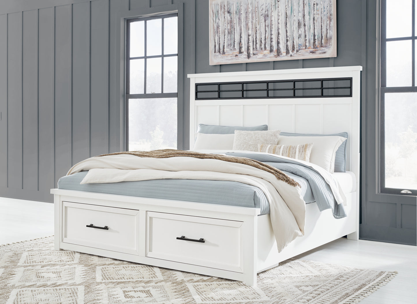 Stuart Furniture Outlet - Ashley Furniture - Ashbryn Bedroom - California King Panel Storage Bed / White/Natural - B844B5