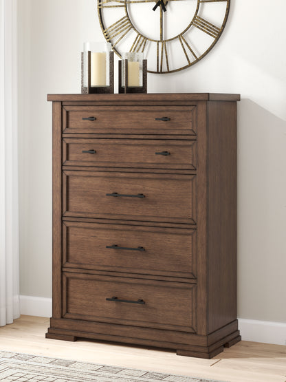 Stuart Furniture Outlet - Ashley Furniture - Taffenbrook Bedroom - California King Panel Storage Bed / Medium Brown - B849B5