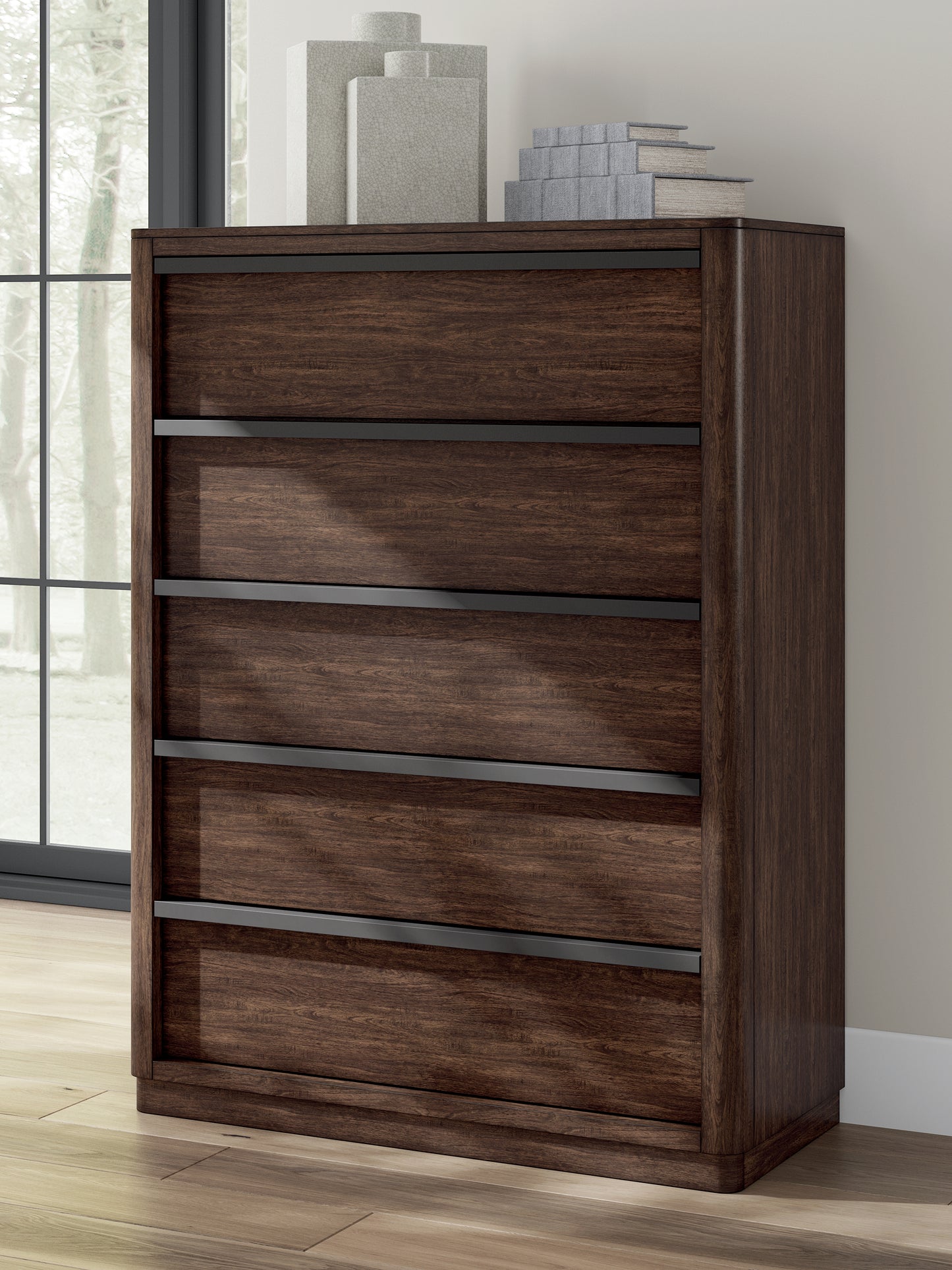 Stuart Furniture Outlet - Ashley Furniture - Dilenno Bedroom - Five Drawer Chest / Dark Brown - PCB857-46