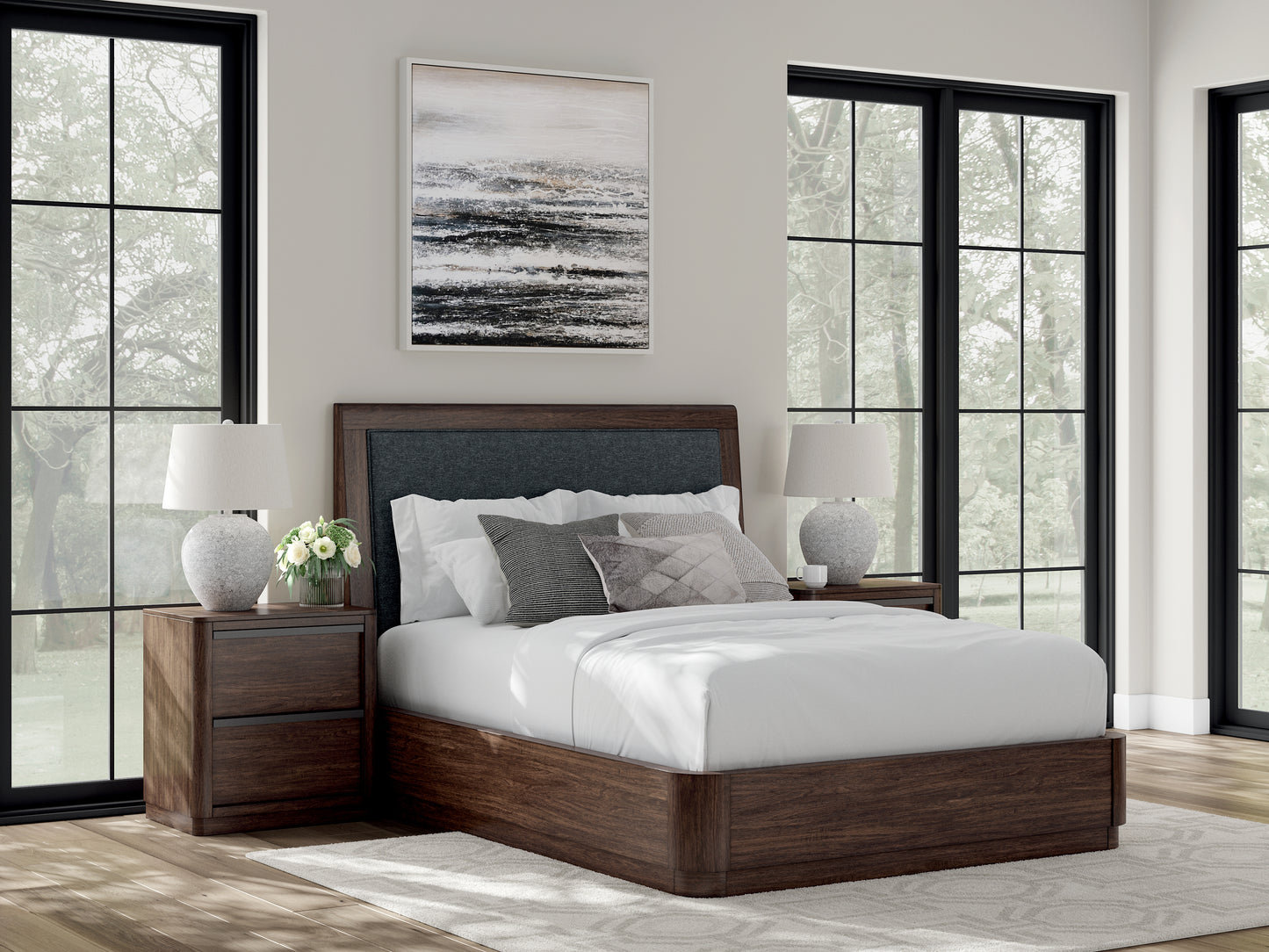 Stuart Furniture Outlet - Ashley Furniture - Dilenno Bedroom - Queen Upholstered Panel Bed / Dark Brown - PCB857B4