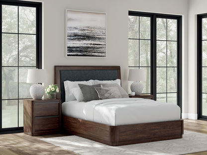Stuart Furniture Outlet - Ashley Furniture - Dilenno Bedroom - Queen Upholstered Panel Bed / Dark Brown - PCB857B4
