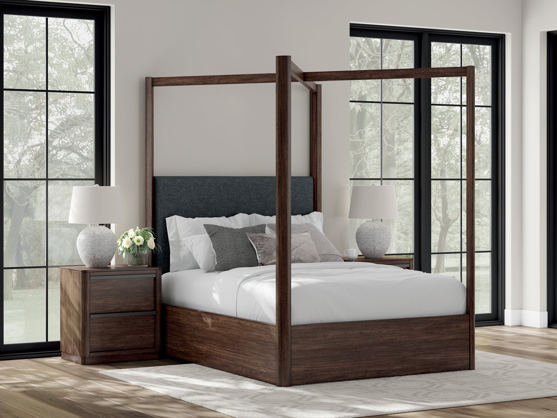 Stuart Furniture Outlet - Ashley Furniture - Dilenno Bedroom - California King Upholstered Panel Bed / Dark Brown - PCB857B9