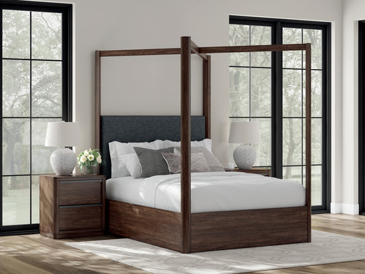 Stuart Furniture Outlet - Ashley Furniture - Dilenno Bedroom - California King Upholstered Panel Bed / Dark Brown - PCB857B9