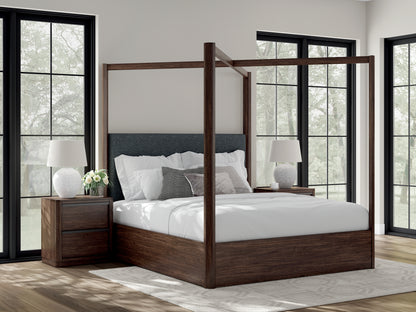 Stuart Furniture Outlet - Ashley Furniture - Dilenno Bedroom - California King Canopy Bed / Dark Brown - PCB857B7