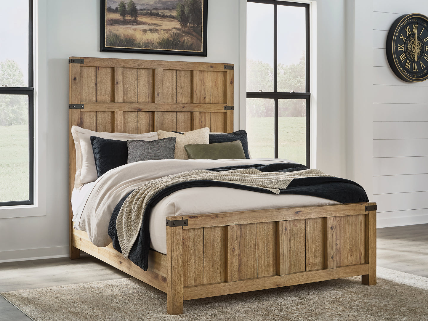 Stuart Furniture Outlet - Ashley Furniture - Ridgester Bedroom - Queen Panel Bed / Light Brown - B858B2
