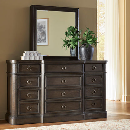 Stuart Furniture Outlet - Ashley Furniture - Wickenger Bedroom - Dresser and Mirror / Dark Brown - PCB889B1