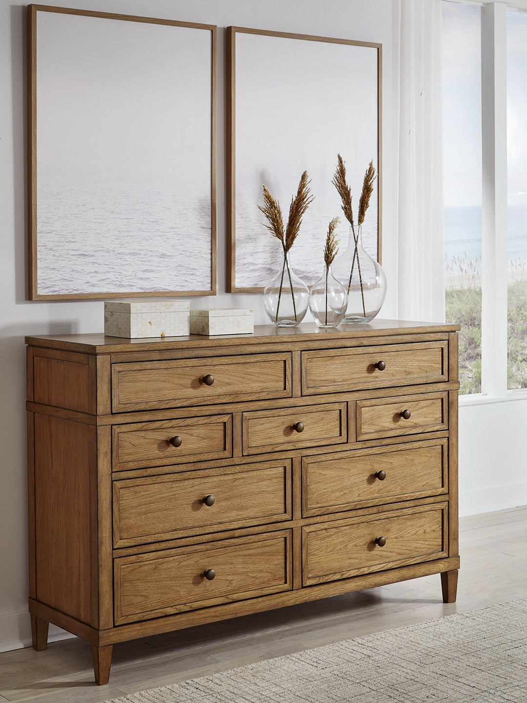 Stuart Furniture Outlet - Ashley Furniture - Sharlance Bedroom - California King Upholstered Panel Bed / Light Brown - B895B7