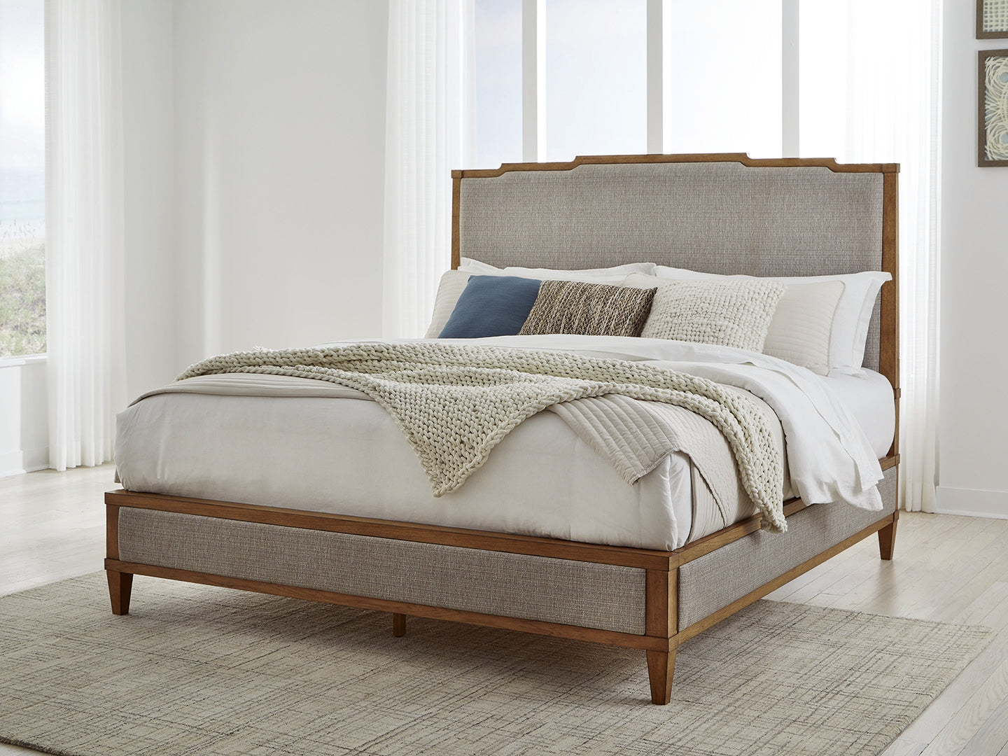 Stuart Furniture Outlet - Ashley Furniture - Sharlance Bedroom - California King Upholstered Panel Bed / Light Brown - B895B7