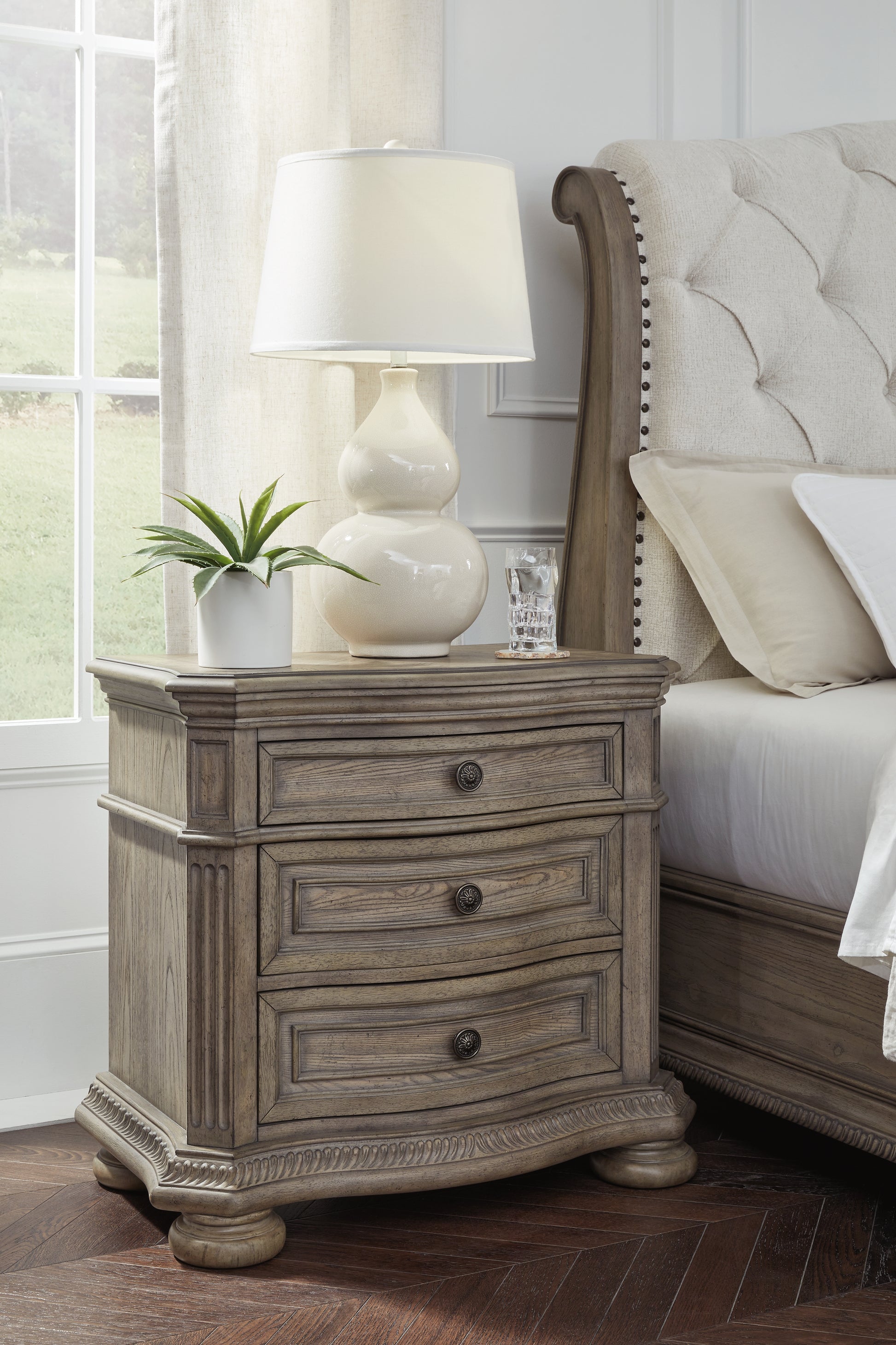 Stuart Furniture Outlet - Ashley Furniture - Ardenfield Bedroom - California King Upholstered Sleigh Bed / Light Brown - B944B5
