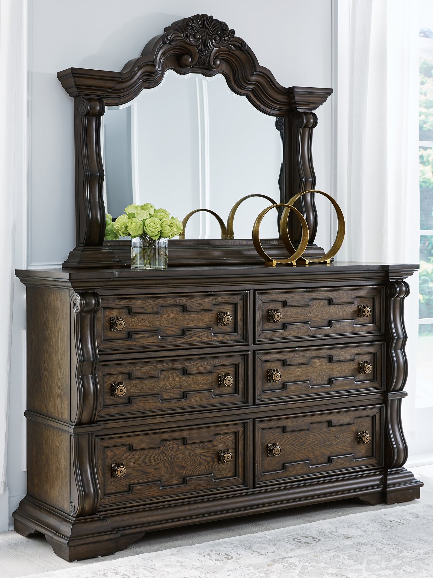 Stuart Furniture Outlet - Ashley Furniture - Maylee Bedroom - Dresser and Mirror / Dark Brown - B947B1