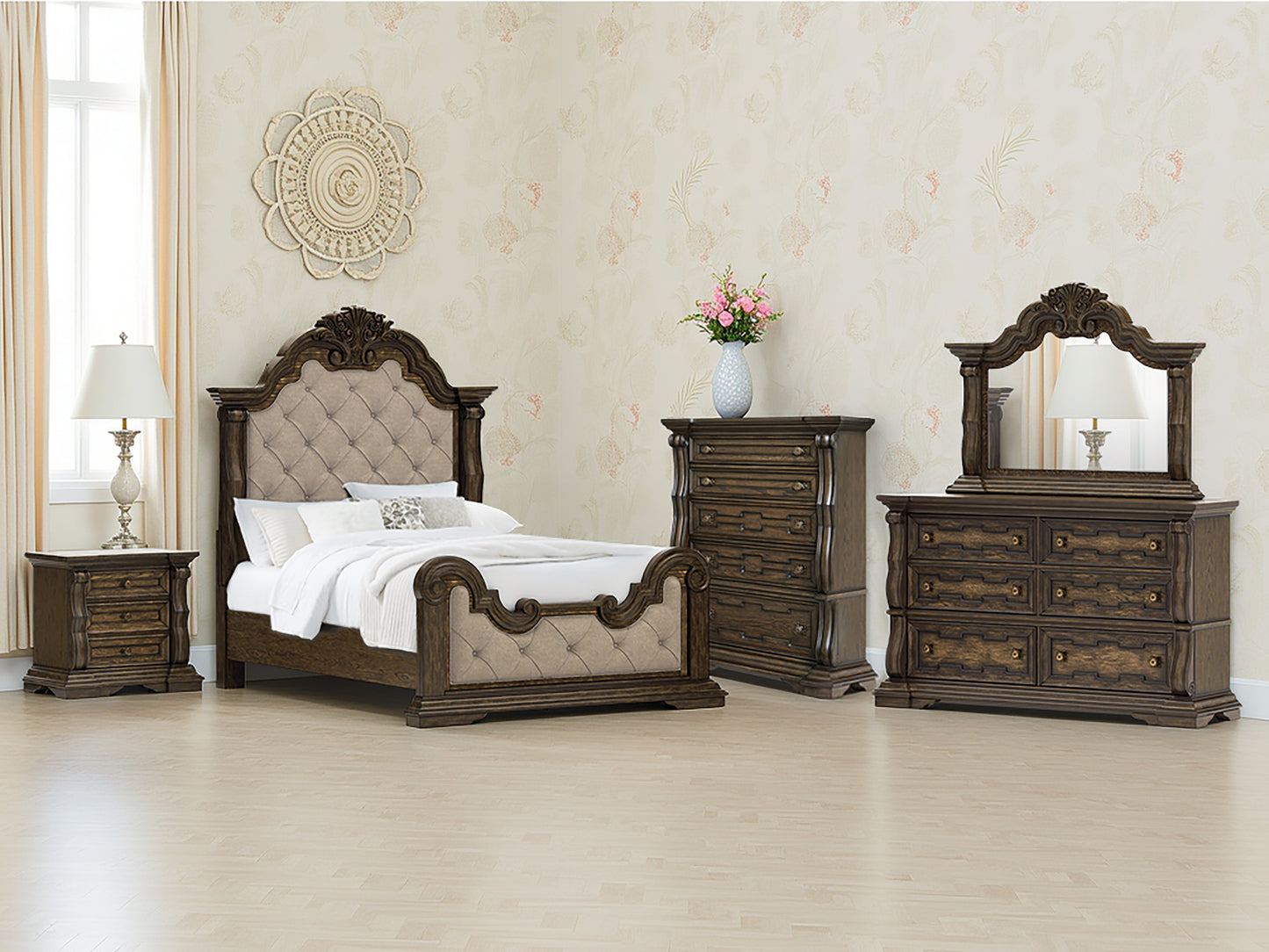 Stuart Furniture Outlet - Ashley Furniture - Maylee Bedroom - Queen Upholstered Bed / Dark Brown - B947B2