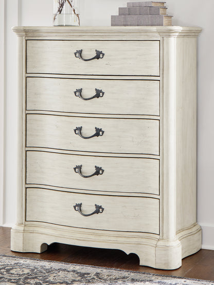 Stuart Furniture Outlet - Ashley Furniture - Arlendyne Bedroom - Five Drawer Chest / Antique White - B980-46