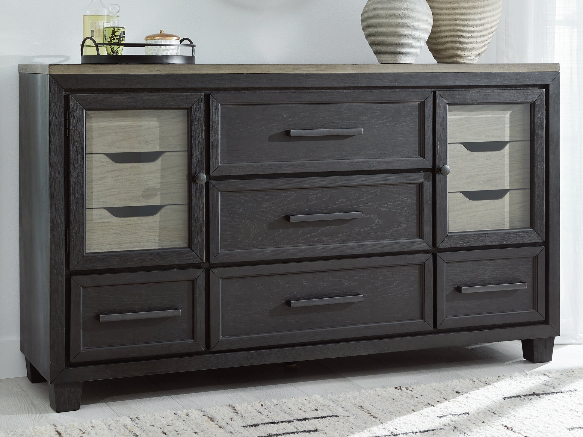 Stuart Furniture Outlet - Ashley Furniture - Foyland Bedroom - Two Drawer Night Stand / Black/Brown - B989-92