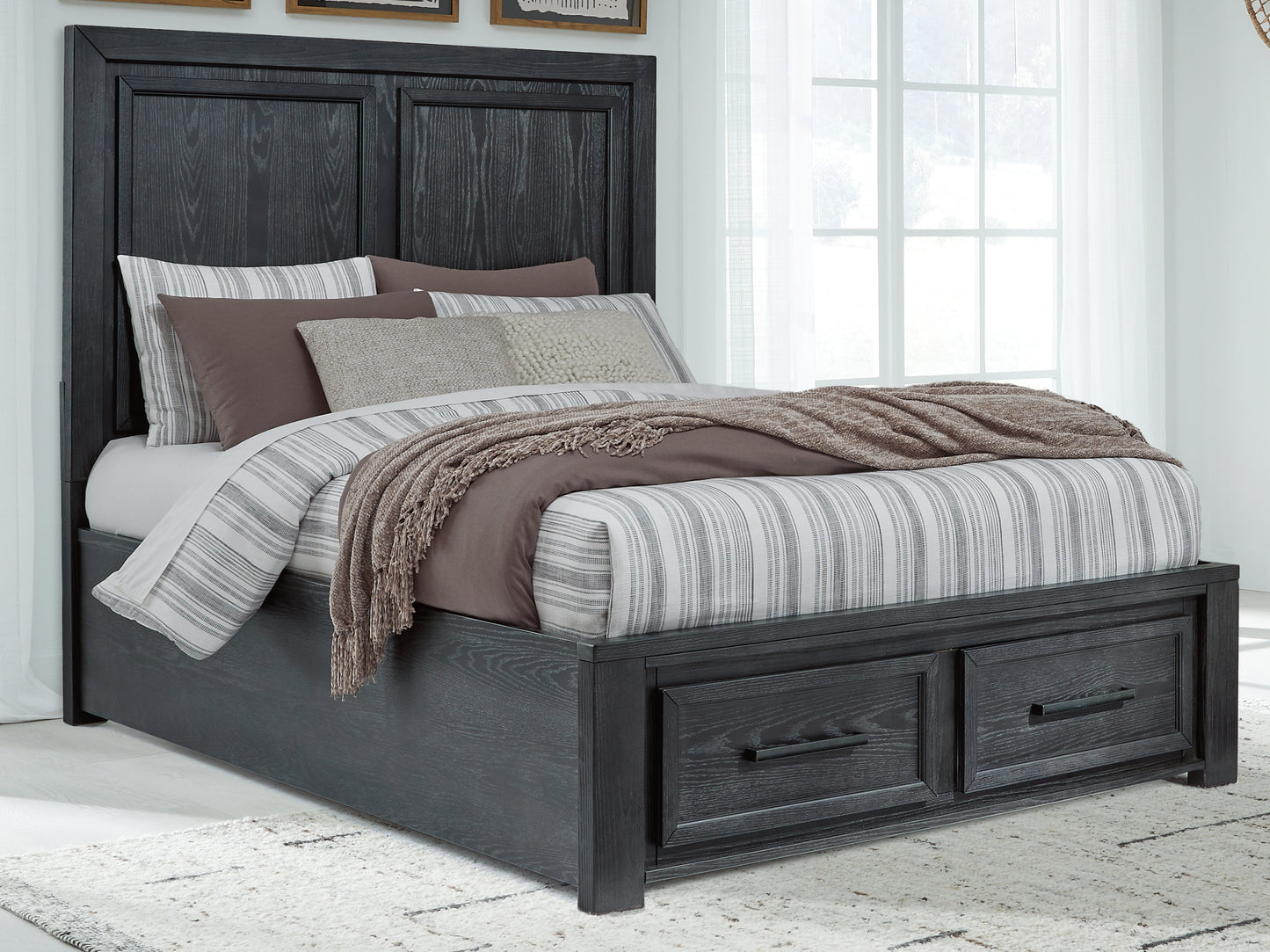 Stuart Furniture Outlet - Ashley Furniture - Foyland Bedroom - Queen Panel Storage Bed / Black/Brown - B989B2