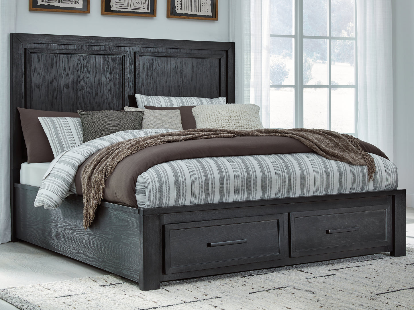 Stuart Furniture Outlet - Ashley Furniture - Foyland Bedroom - California King Panel Storage Bed / Black/Brown - B989B5