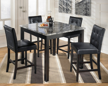 Stuart Furniture Outlet - Ashley Furniture - Maysville Dining Room - Square Counter TBL Set (5/CN) / Black - D154-223