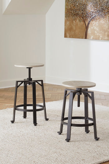 Stuart Furniture Outlet - Ashley Furniture - Karisslyn Dining Room - Counter Height Stool (Set of 2) / Whitewash/Black - D336-024X2
