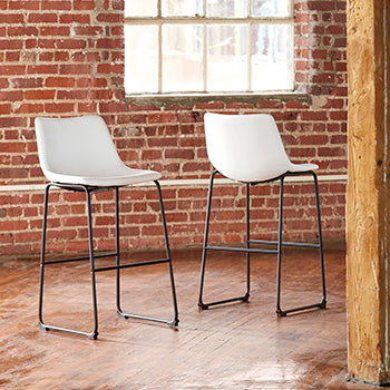 Stuart Furniture Outlet - Ashley Furniture - Centiar Dining Room - Pub Height Bar Stool (Set of 2) / White - D372-730X2