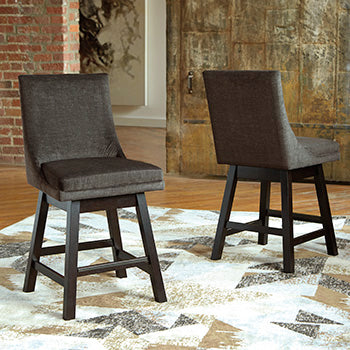 Stuart Furniture Outlet - Ashley Furniture - Tallenger Dining Room - Counter Height Bar Stool (Set of 2) / Dark Gray - D380-624X2
